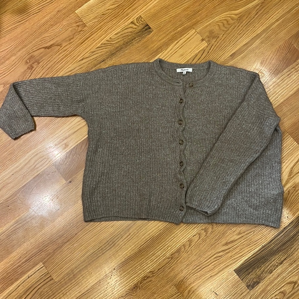Madewell Bellaire Cardigan Sweater Size S Heather Mink